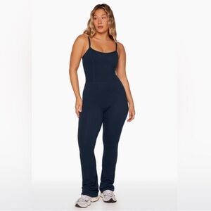 Set active sport body jumpsuit navy blue size M flare